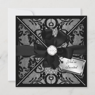 Floral Lace Einladung mit Diamond Bow
