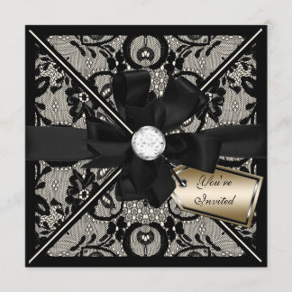 Floral Lace Einladung mit Diamond Bow