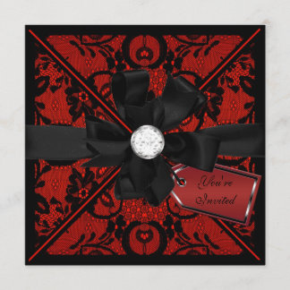 Floral Lace Einladung mit Diamond Bow