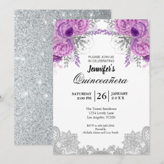 Floral Lace Quinceanera Einladung