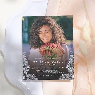 Floral Lace Quinceañera Geburtstagsparty Foto Einladungspostkarte