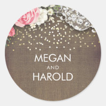 Floral Lace Rustic Burlap Gold Confetti Wedding