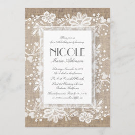 Floral Lace und Burlap Elegante Geburtstagsparty Einladung