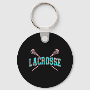 Floral Lacrosse Crossed Sticks LAX Girly Aquamarin Schlüsselanhänger
