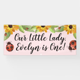 Floral Ladybug Geburtstagsparty Banner