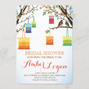 Floral Lantern Bird Bridal Dusche Einladungen