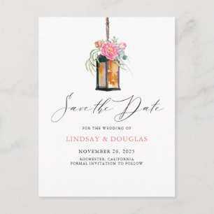 Floral Lantern Moderner Garten Save the Date Ankündigungspostkarte