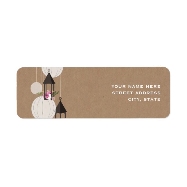 Floral Lanterns Cardstock Inspiriert Adressetikett (Vorne)