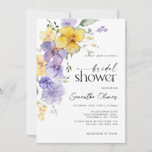 Floral Lavendel Lila Golden Brautparty Einladung
