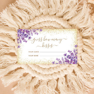 Floral Lavender Gold Rahmen wie viele Kisses Game Begleitkarte