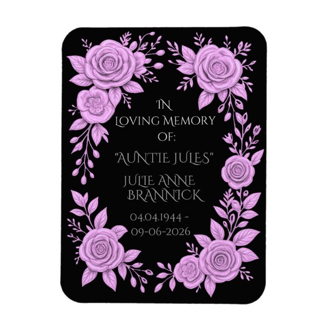 FLORAL LAVENDER. IN LOVING MEMORY KEEPSAKE,  MAGNET (Vertikal)