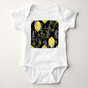 Floral Lavender Lemons Vintag Illustration Baby Strampler