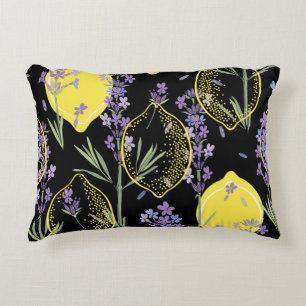 Floral Lavender Lemons Vintag Illustration Dekokissen