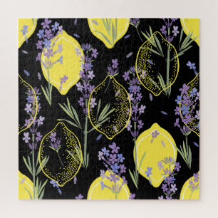 Floral Lavender Lemons Vintag Illustration Puzzle