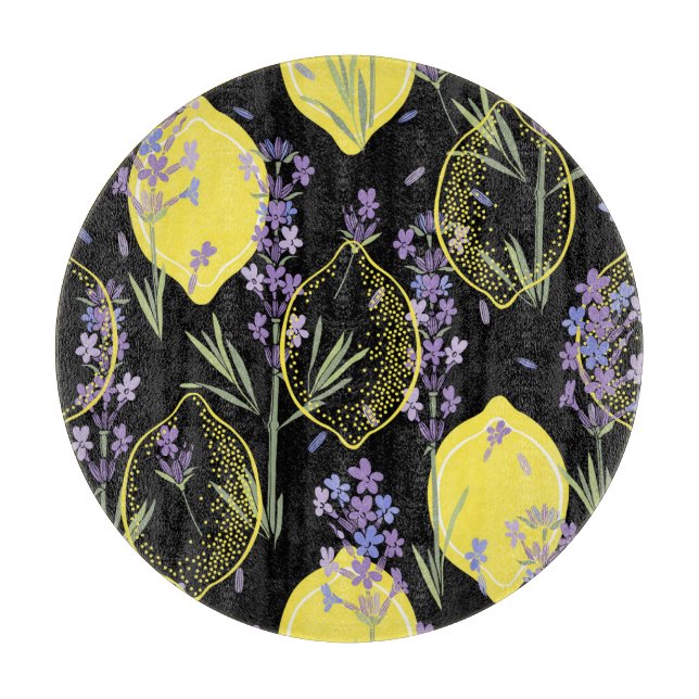 Floral Lavender Lemons Vintag Illustration Schneidebrett (Vorderseite)