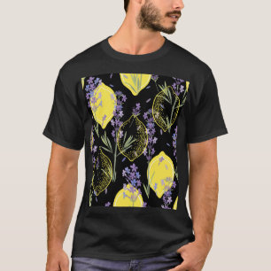 Floral Lavender Lemons Vintag Illustration T-Shirt