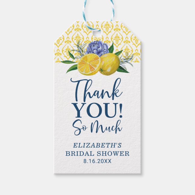 Floral Lemon Brautparty Vielen Dank für Ihr Gesche Geschenkanhänger (Vorderseite)