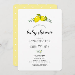 Floral Lemon Citrus Elegant Baby Dusche Einladung