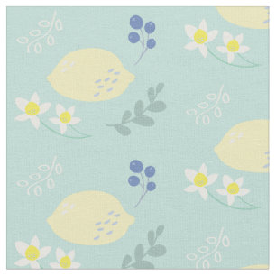 Floral Lemon Muster Minze Green Stoff