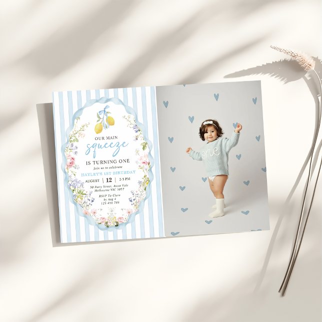 Floral Lemon  Our Main Squeeze Birthday Invitation Einladung (Von Creator hochgeladen)