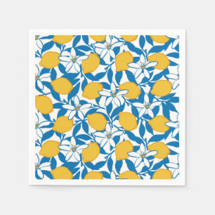 Floral Lemon Sketch Hand Drawn - Papier Napkins Serviette