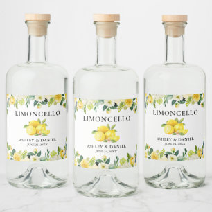 Floral Lemons Limoncello Hochzeitszittel Alkoholflaschenetikett