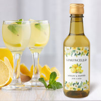 Floral Lemons Limoncello Wedding Mini Flasche Labe