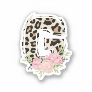Floral Letter G Anfangsname Leopard Cheetah Print Aufkleber