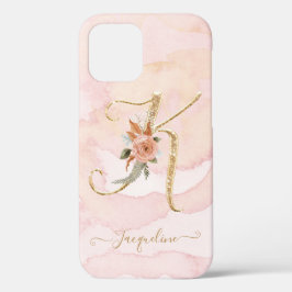 Floral Letter K Gold Script Monogramm Farbe Case-Mate iPhone Hülle