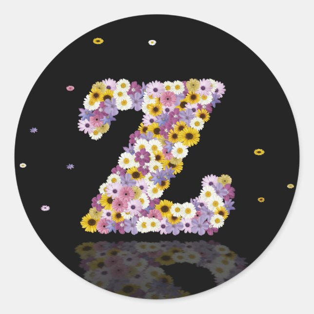 Floral Letter Z Runder Aufkleber (Vorderseite)