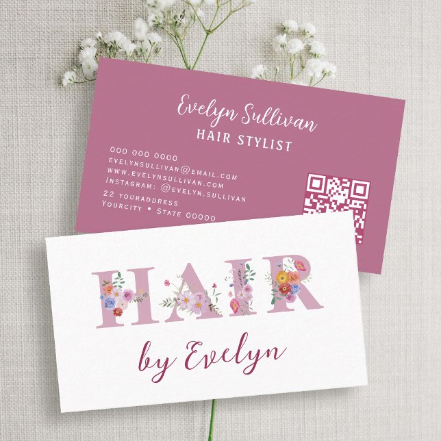 Floral Letters Hair Business Card Visitenkarte (Von Creator hochgeladen)