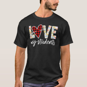 Floral Liebe Meine Schüler Buffalo Kariert Heart A T-Shirt