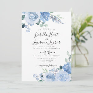 Floral Light Dusty Blue Botanical Wedding Einladung