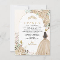 Floral Light Gold Princess Quinceanera Vielen Dank