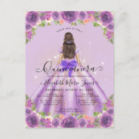 Floral Light Lila Gold Glaess Princess Quinceanera