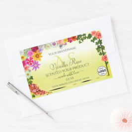 Floral Light Yellow Product Labels Monogram Logo Rechteckiger Aufkleber
