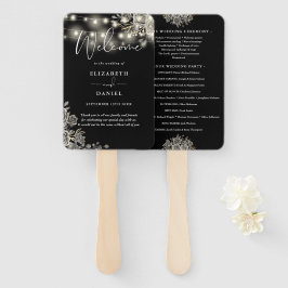 Floral Lights Black Gothic Wedding Program Fächer