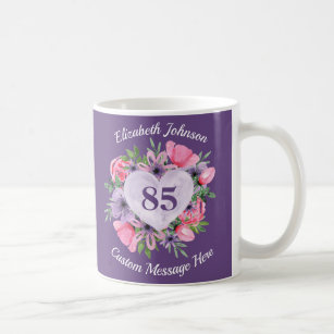 Floral Lila 85. Geburtstagsfeier Tasse für Frauen