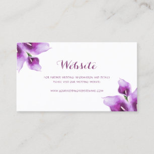 Floral Lila Calla Lily Wedding Website Card Visitenkarte