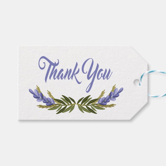 Floral Lila Danke Ihnen Lavender Blume Geschenkanhänger (Vorderseite (Horizontal))