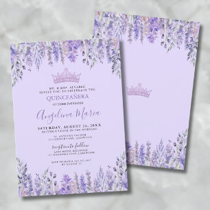 Floral-lila-farbene Quinceanera-Einladung Einladung