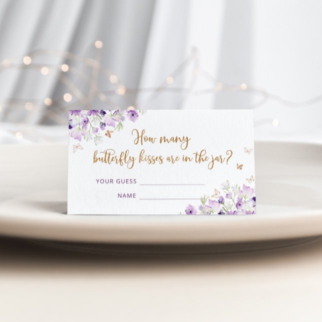 Floral lila Gold erraten, wie viele Schmetterlings Begleitkarte (Von Creator hochgeladen)