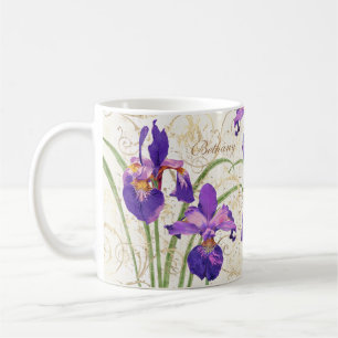 Floral Lila Iris Gold Damask Mononame Kaffeetasse