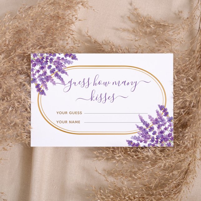Floral Lila Lavendel Wie viele Kisses Bridal Game Begleitkarte (Von Creator hochgeladen)