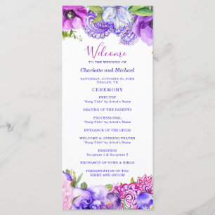 Floral Lila Paisley Chic Modern Boho Wedding Programm