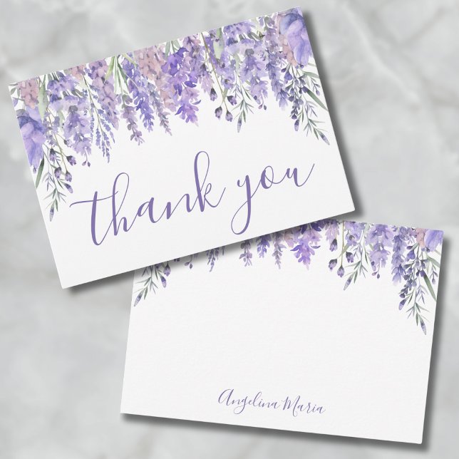 Floral Lila Quinceañera Geburtstag Dankeskarte (Floral Purple Quinceañera Birthday Thank You Card)