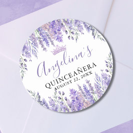 Floral Lila Quinceanera Runder Aufkleber