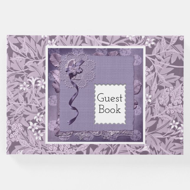 Floral Lila William Morris Pattern Country Gästebuch (Vorderseite)
