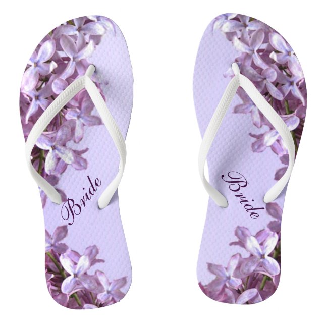 Floral Lilac Blume Hochzeit Bridal Flip Flops (Fußbett)