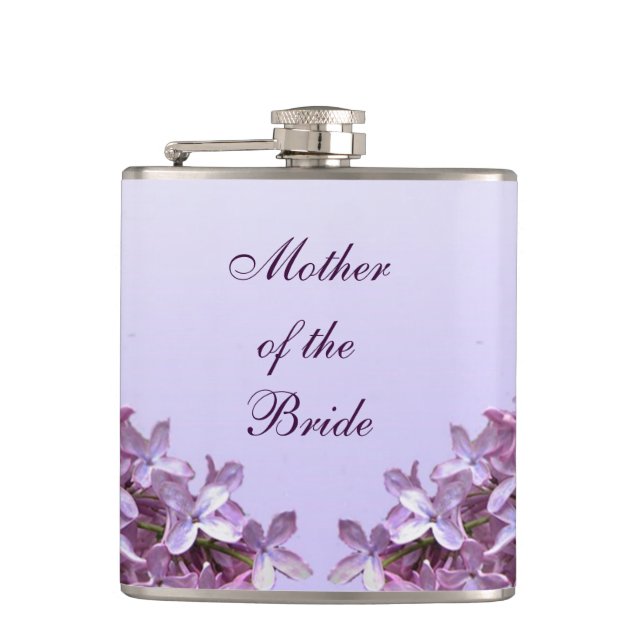 Floral Lilac Blume Hochzeit Mutter der Braut Flachmann (Vorderseite)